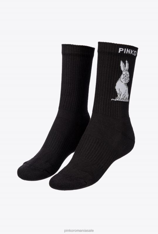 ciorapi | șosete sport iepure jacquard Pinko alb negru B0D081275