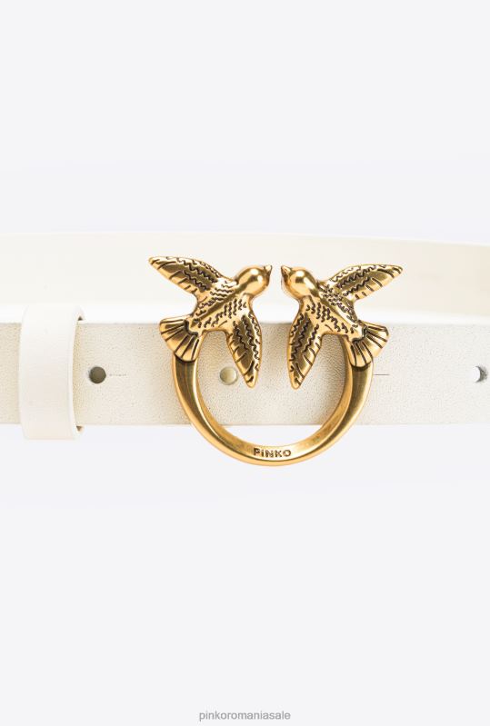 curele | centură subțire de păsări de dragoste cu știfturi Pinko aur alb-vechi B0D08986