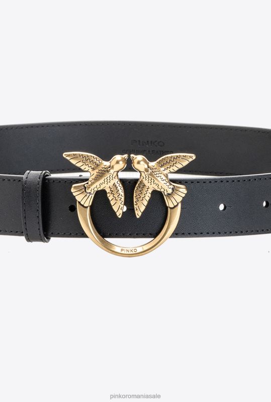 curele | curea din piele păsări dragoste Pinko aur negru-vechi B0D081007