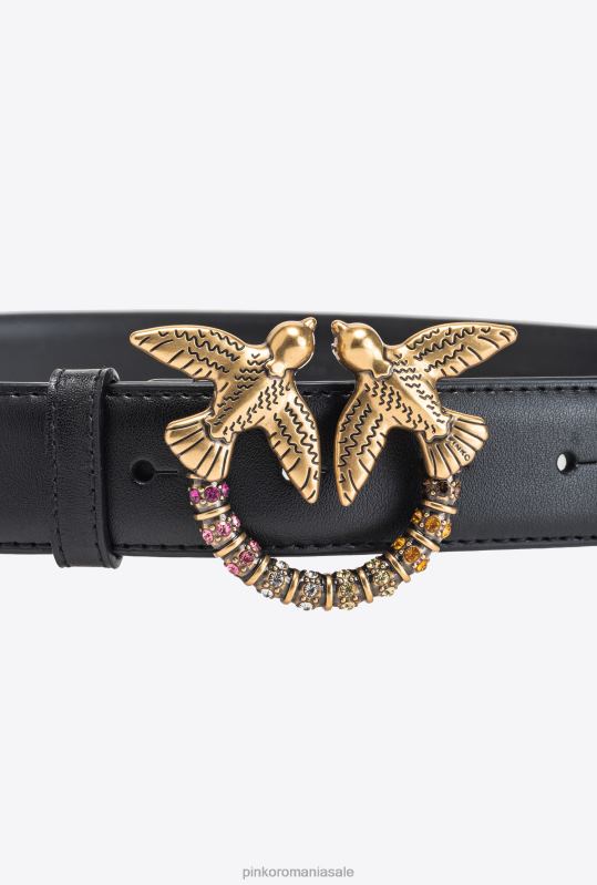curele | curea din piele păsări dragoste Pinko aur negru-vechi B0D08968