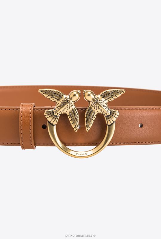 curele | curea din piele păsări dragoste Pinko coniac-aur antic B0D081004