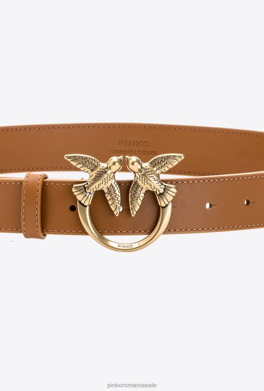 curele | curea din piele păsări dragoste Pinko coniac-aur antic B0D081009