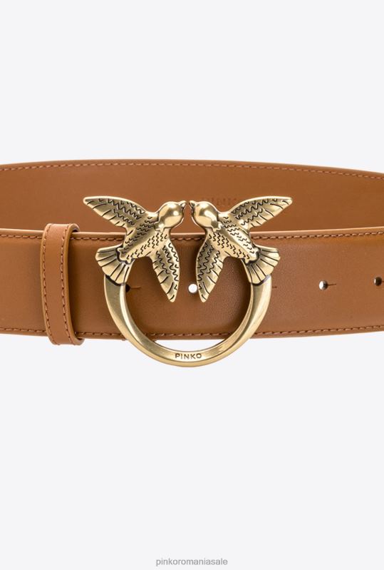 curele | curea din piele păsări dragoste Pinko coniac-aur antic B0D081016