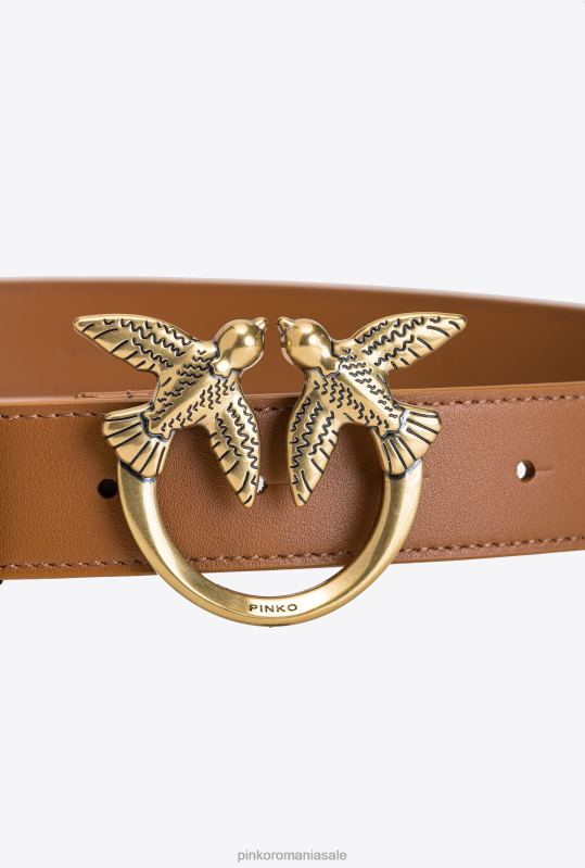 curele | curea din piele păsări dragoste Pinko coniac-aur antic B0D081044