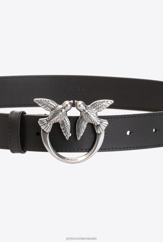 curele | curea din piele păsări dragoste Pinko negru-argint vechi B0D081006