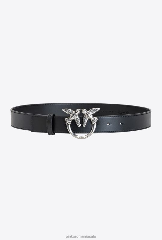 curele | curea din piele păsări dragoste Pinko negru-argint vechi B0D081043