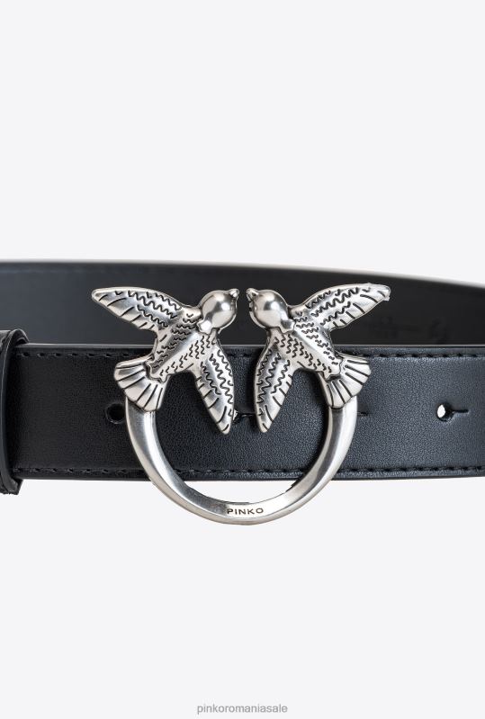 curele | curea din piele păsări dragoste Pinko negru-argint vechi B0D081043