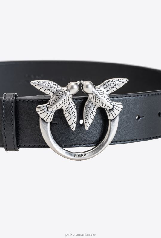 curele | curea din piele păsări dragoste Pinko negru-argint vechi B0D08995