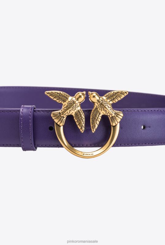 curele | curea din piele păsări dragoste Pinko plumeria violet-aur antic B0D081003
