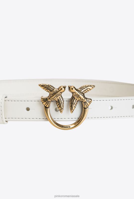 curele | curea subțire din piele păsări de dragoste Pinko aur alb-vechi B0D081029