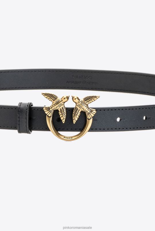 curele | curea subțire din piele păsări de dragoste Pinko aur negru-vechi B0D081032