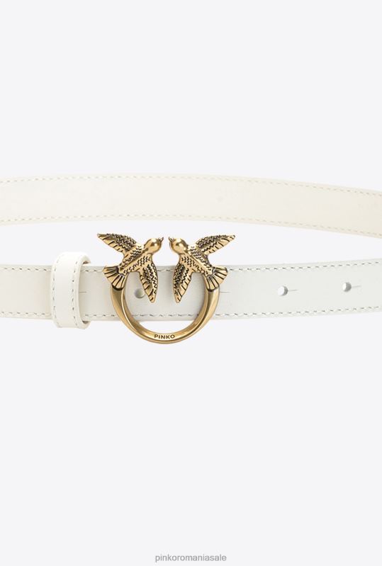 curele | curea subțire din piele păsări de dragoste Pinko g. maroso bej-auriu antic B0D081037