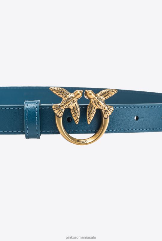 curele | curea subțire din piele păsări de dragoste Pinko teal-aur antic B0D08982