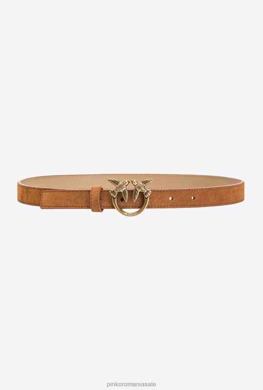 curele | curea subtire de piele intoarsa pasari Pinko coniac-aur antic B0D08978