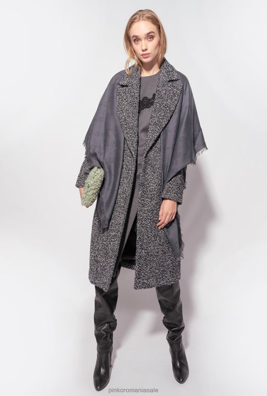 eșarfe | eșarfă mare cu monogramă Pinko limuzina neagră B0D081269