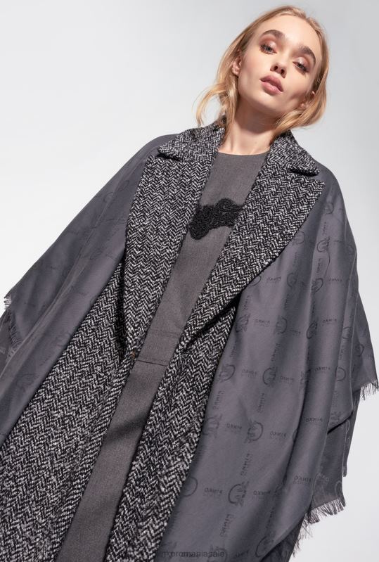 eșarfe | eșarfă mare cu monogramă Pinko limuzina neagră B0D081269