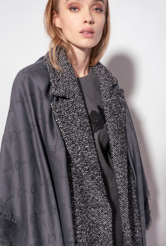 eșarfe | eșarfă mare cu monogramă Pinko limuzina neagră B0D081269