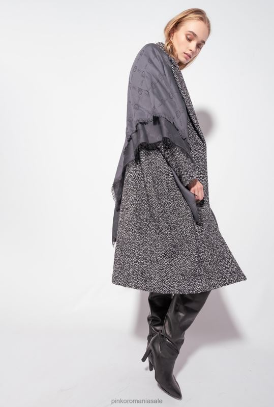 eșarfe | eșarfă mare cu monogramă Pinko limuzina neagră B0D081269