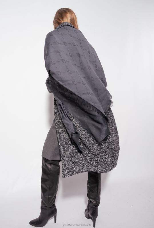 eșarfe | eșarfă mare cu monogramă Pinko limuzina neagră B0D081269