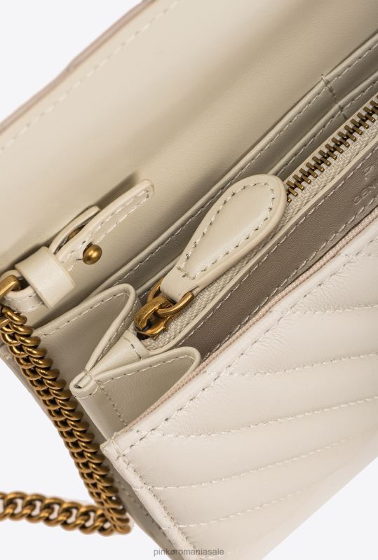 posete | geantă de dragoste one portofel chevron Pinko aur alb-vechi B0D081136