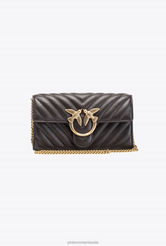 posete | geantă de dragoste one portofel chevron Pinko maro foarte închis-aur antic B0D081135