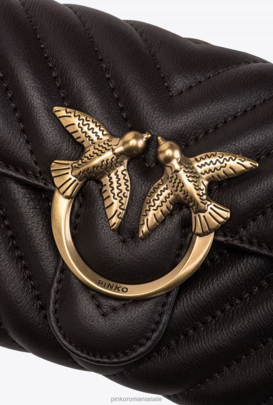 posete | geantă de dragoste one portofel chevron Pinko maro foarte închis-aur antic B0D081135