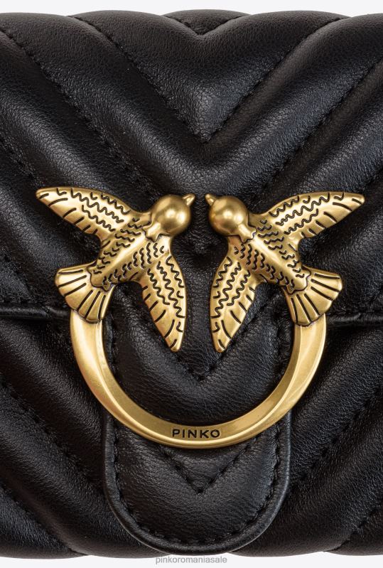 posete | geantă de dragoste poșetă chevron Pinko aur negru-vechi B0D081130