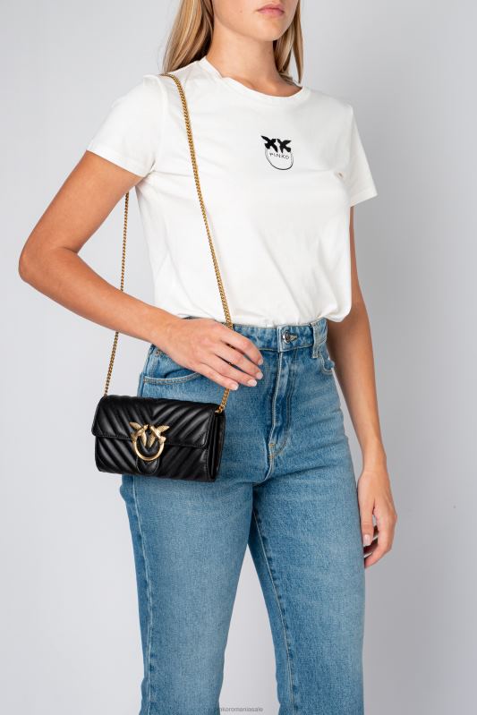 posete | geantă de dragoste poșetă chevron Pinko aur negru-vechi B0D081130