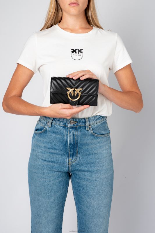 posete | geantă de dragoste poșetă chevron Pinko aur negru-vechi B0D081130