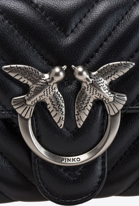 posete | geantă de dragoste poșetă chevron Pinko negru-argint vechi B0D081132