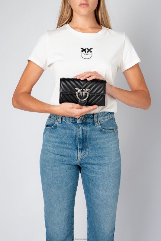 posete | geantă de dragoste poșetă chevron Pinko negru-argint vechi B0D081132