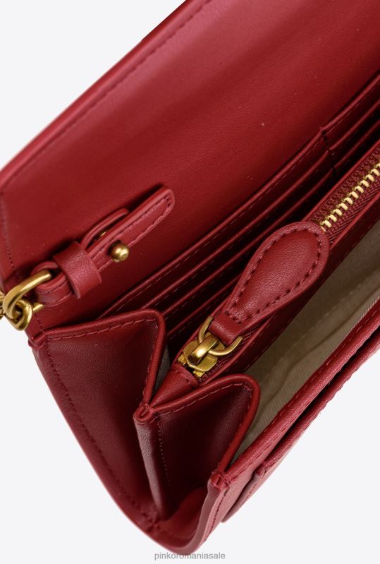posete | lovebag pur și simplu portofel Pinko roșu rubin-aur antic B0D081126