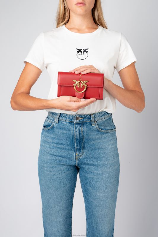 posete | lovebag pur și simplu portofel Pinko roșu rubin-aur antic B0D081126