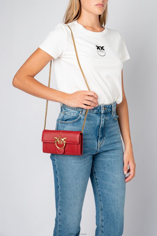 posete | lovebag pur și simplu portofel Pinko roșu rubin-aur antic B0D081126