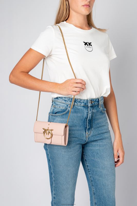 posete | lovebag pur și simplu portofel Pinko roz praf-aur antic B0D081129