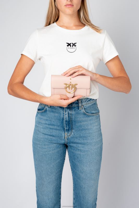 posete | lovebag pur și simplu portofel Pinko roz praf-aur antic B0D081129
