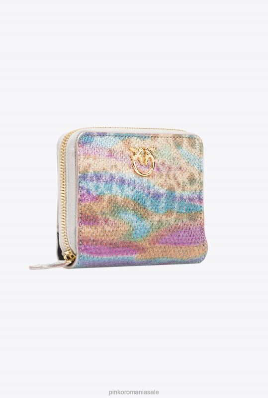 posete | posetă cu fermoar din piele de reptilă multicoloră galleria Pinko auriu strălucitor multicolor B0D081176