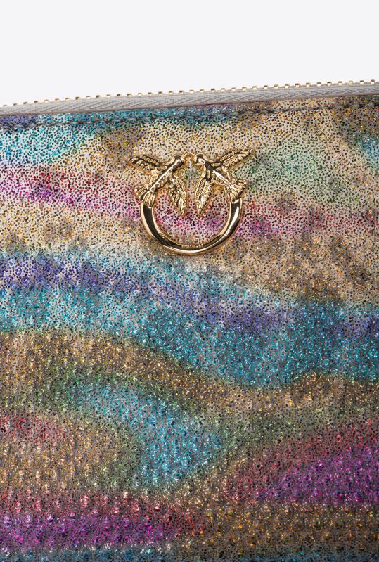 posete | posetă cu fermoar din piele de reptilă multicoloră galleria Pinko auriu strălucitor multicolor B0D081176