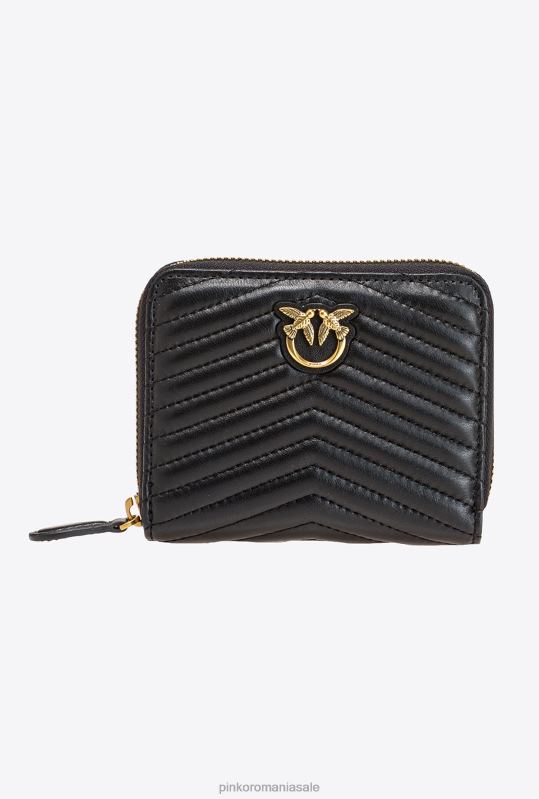 posete | posetă mică cu fermoar din piele nappa cu model chevron Pinko aur negru-vechi B0D081137