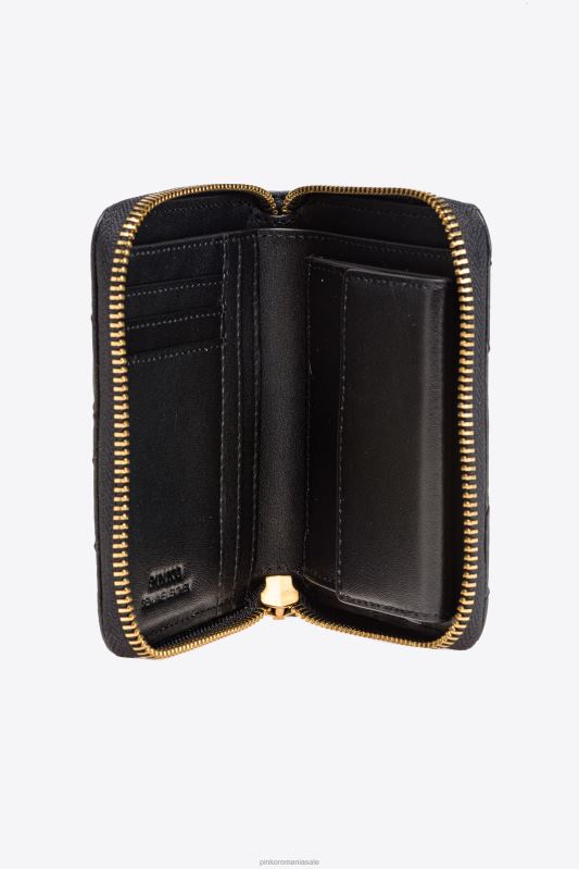 posete | posetă mică cu fermoar din piele nappa cu model chevron Pinko aur negru-vechi B0D081137