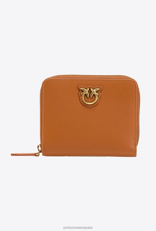 posete | posetă mică din piele cu fermoar Pinko coniac-aur antic B0D081142