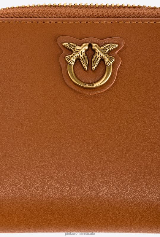 posete | posetă mică din piele cu fermoar Pinko coniac-aur antic B0D081142