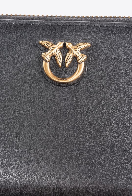 posete | posetă pătrată din piele cu fermoar Pinko aur negru-vechi B0D081145