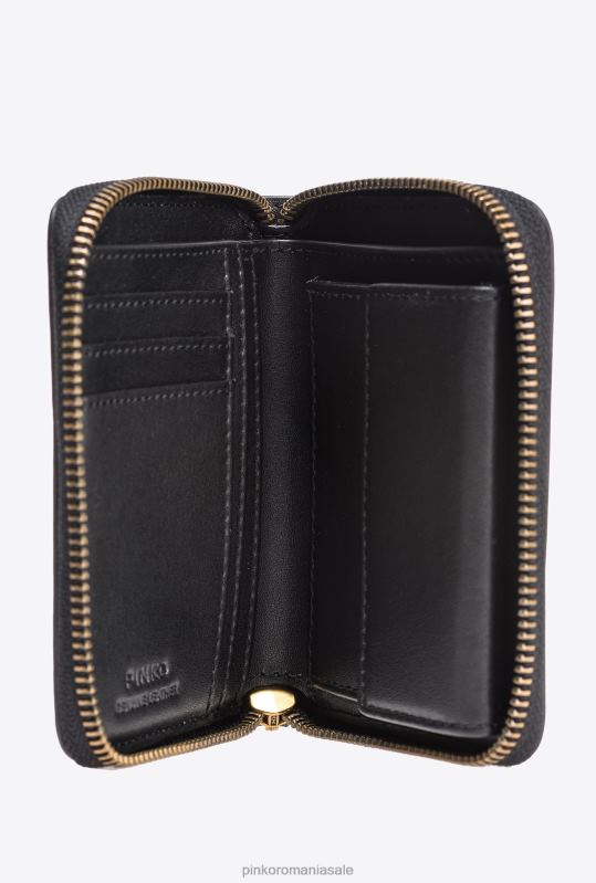 posete | posetă pătrată din piele cu fermoar Pinko aur negru-vechi B0D081145
