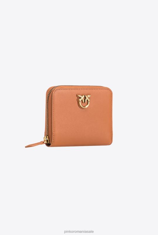 posete | posetă pătrată din piele cu fermoar Pinko coniac-aur antic B0D081146