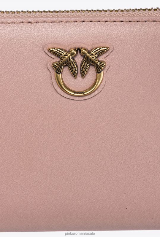 posete | posetă pătrată din piele cu fermoar Pinko roz praf-aur antic B0D081147