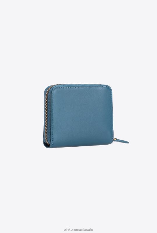 posete | posetă pătrată din piele cu fermoar Pinko teal-aur antic B0D081144