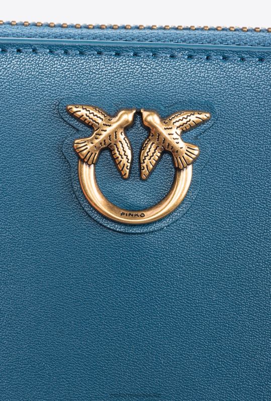 posete | posetă pătrată din piele cu fermoar Pinko teal-aur antic B0D081144