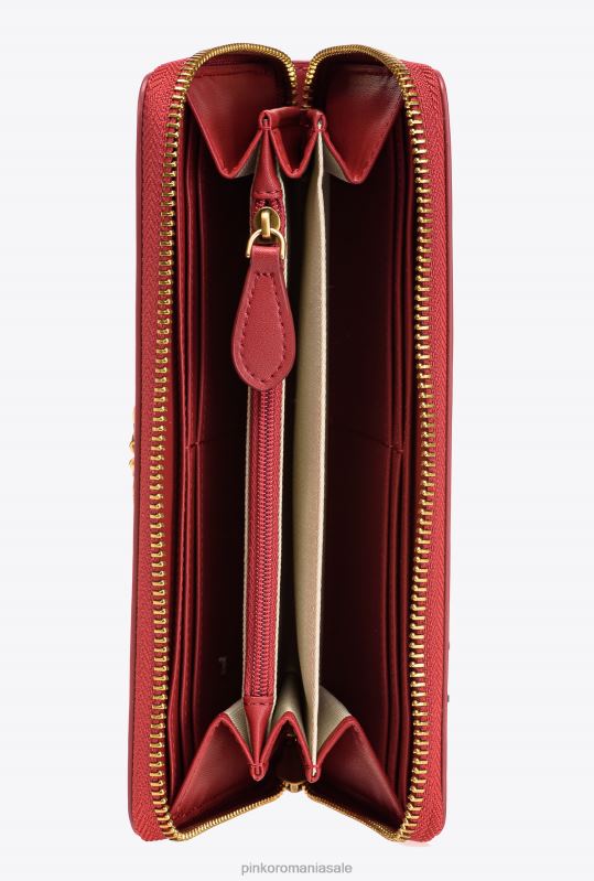 posete | poseta din piele cu fermoar Pinko roșu rubin-aur antic B0D081152