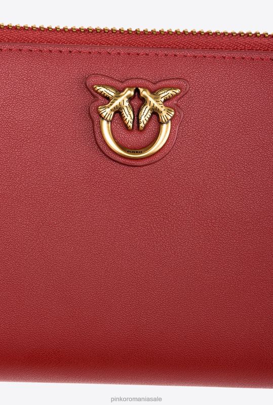 posete | poseta din piele cu fermoar Pinko roșu rubin-aur antic B0D081152